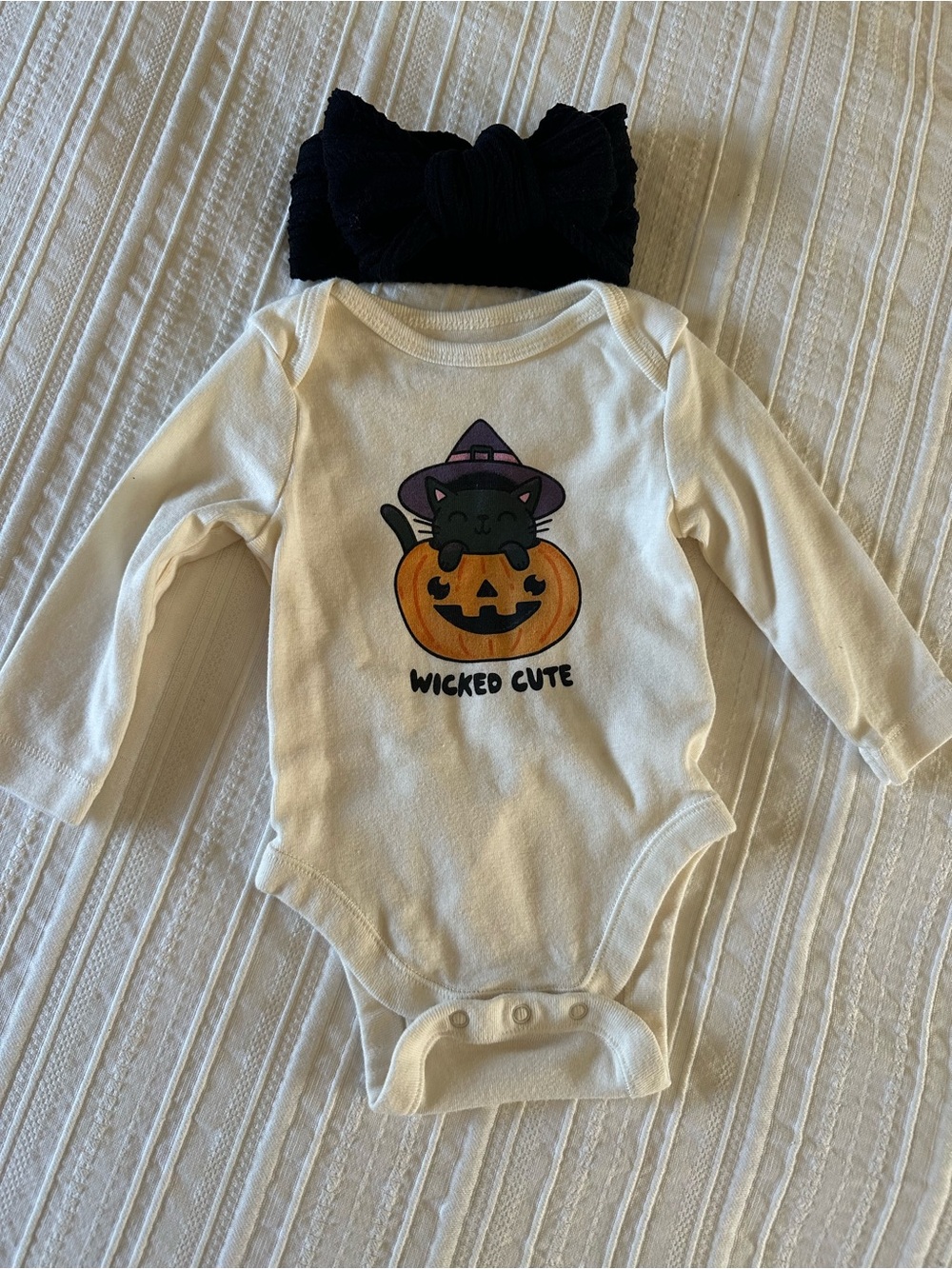Wicked Cute Baby Halloween Shirt and Bow